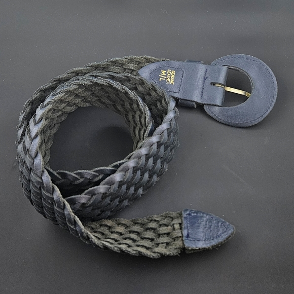 Vintage Black Genuine Leather Woven Belt 39" - Picture 2 of 2